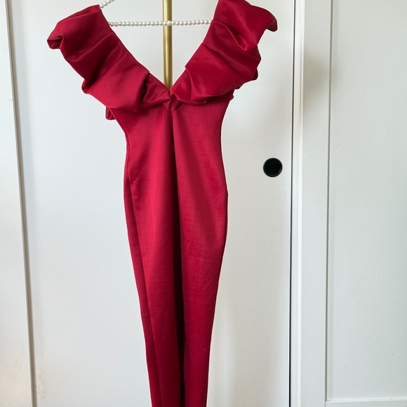 ASOS Design Red Ruffle Bodycon Midi Dress - Picture 5 of 10